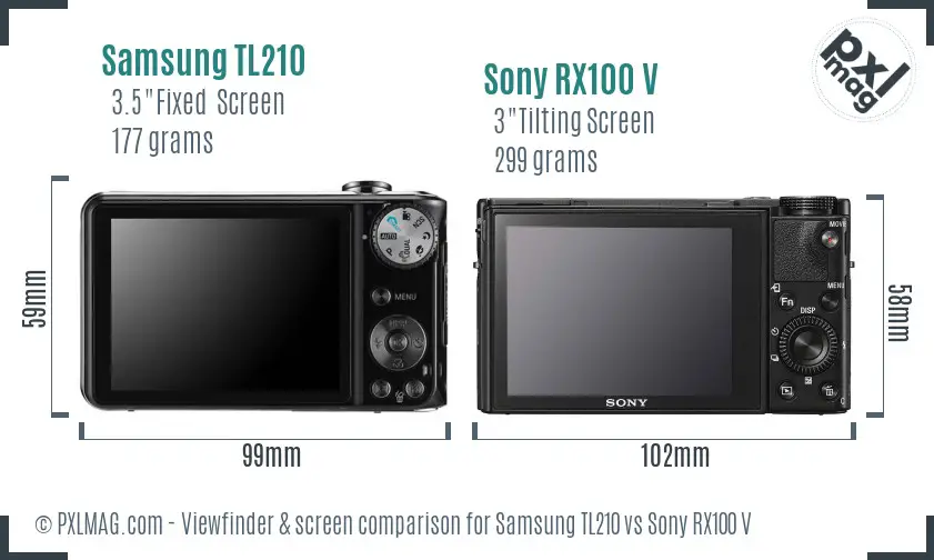 Samsung TL210 vs Sony RX100 V Screen and Viewfinder comparison Samsung TL210 vs Sony RX100 V Screen and Viewfinder comparison