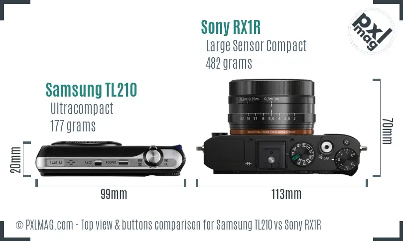 Samsung TL210 vs Sony RX1R top view buttons comparison