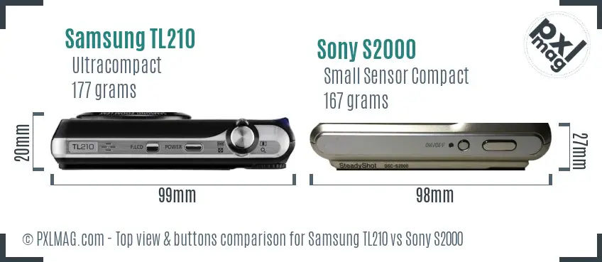 Samsung TL210 vs Sony S2000 top view buttons comparison