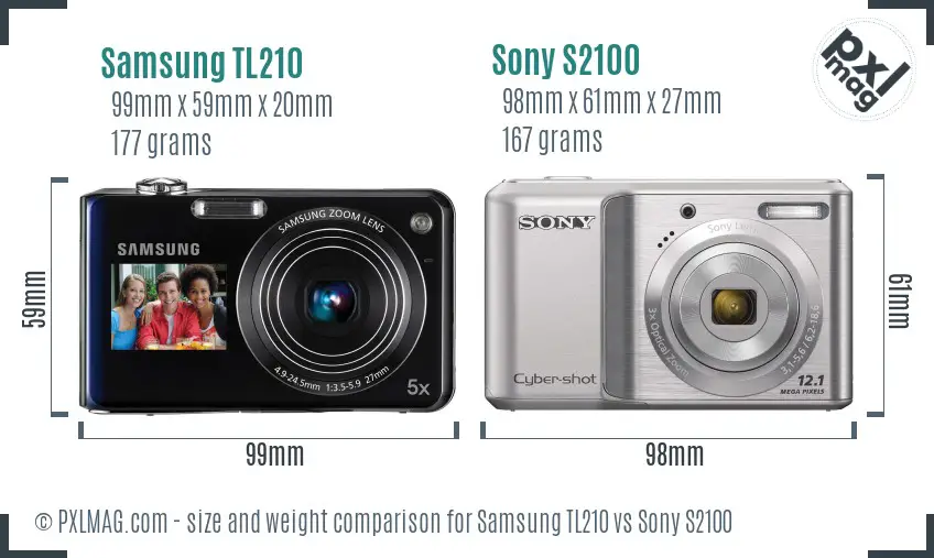 Samsung TL210 vs Sony S2100 size comparison Samsung TL210 vs Sony S2100 size comparison