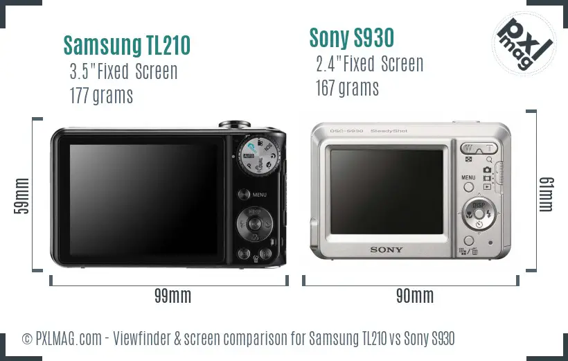 Samsung TL210 vs Sony S930 Screen and Viewfinder comparison