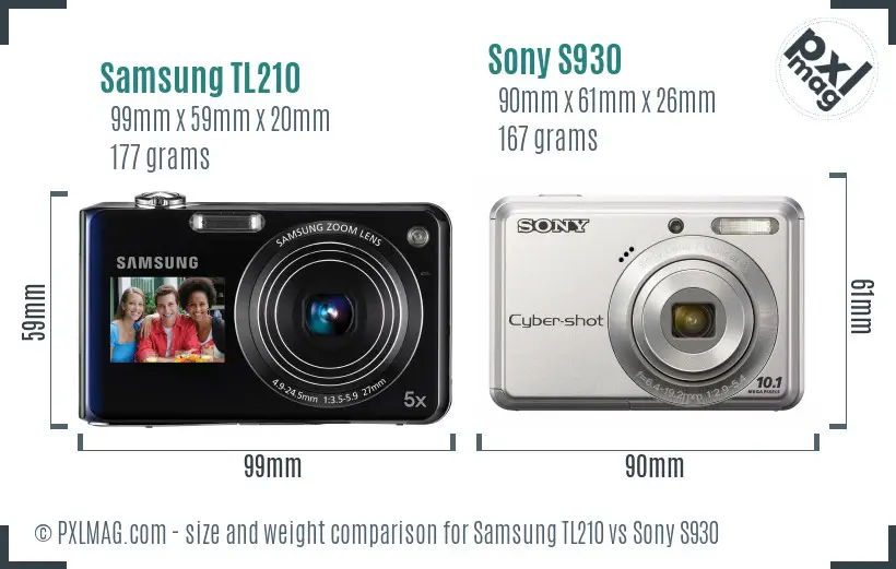 Samsung TL210 vs Sony S930 size comparison