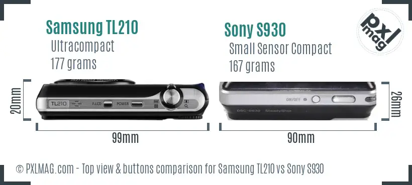 Samsung TL210 vs Sony S930 top view buttons comparison