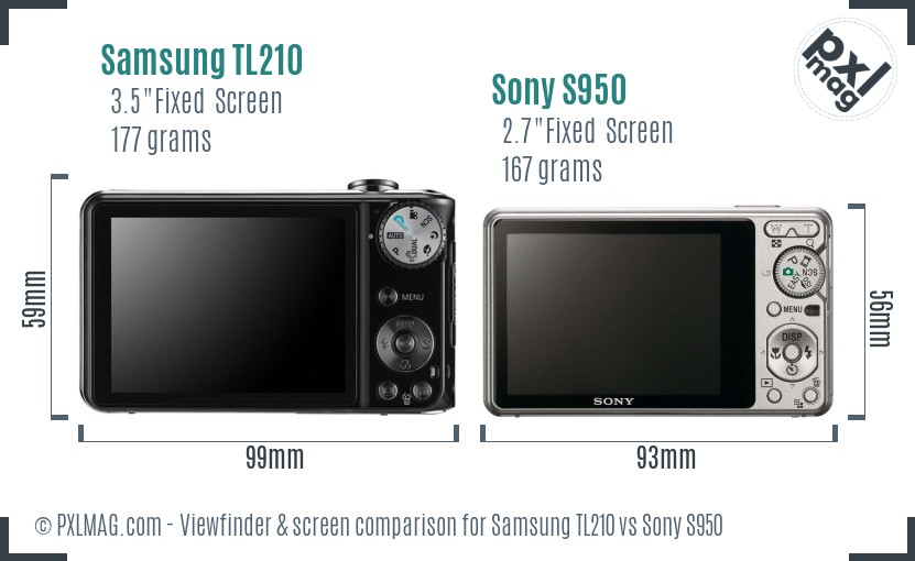 Samsung TL210 vs Sony S950 Screen and Viewfinder comparison