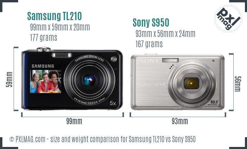 Samsung TL210 vs Sony S950 size comparison