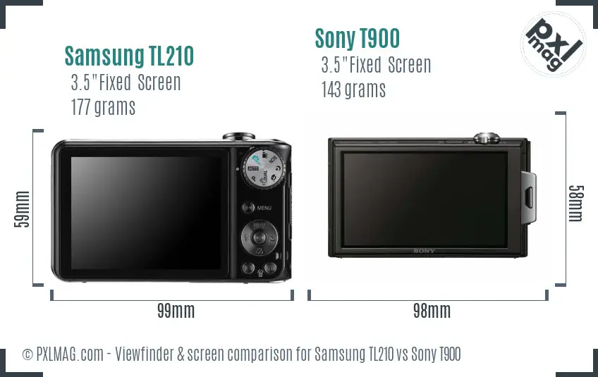 Samsung TL210 vs Sony T900 Screen and Viewfinder comparison