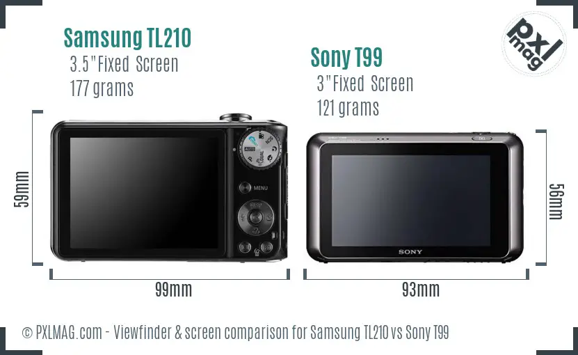 Samsung TL210 vs Sony T99 Screen and Viewfinder comparison