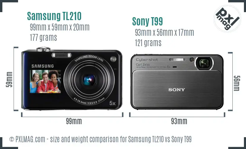 Samsung TL210 vs Sony T99 size comparison