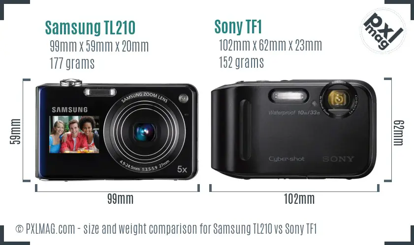 Samsung TL210 vs Sony TF1 size comparison