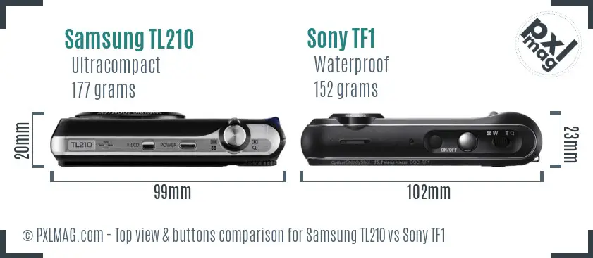 Samsung TL210 vs Sony TF1 top view buttons comparison