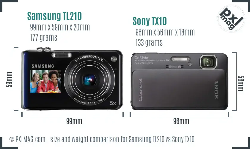 Samsung TL210 vs Sony TX10 size comparison
