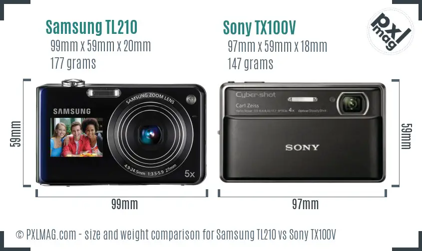 Samsung TL210 vs Sony TX100V size comparison