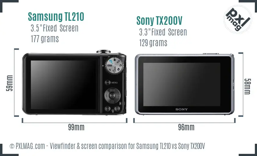 Samsung TL210 vs Sony TX200V Screen and Viewfinder comparison