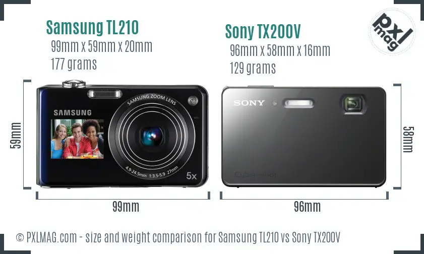 Samsung TL210 vs Sony TX200V size comparison
