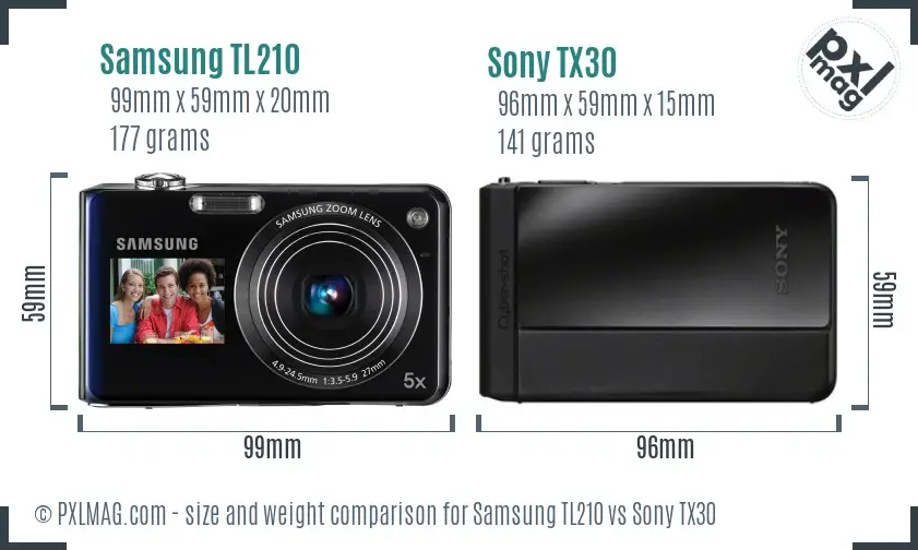 Samsung TL210 vs Sony TX30 size comparison