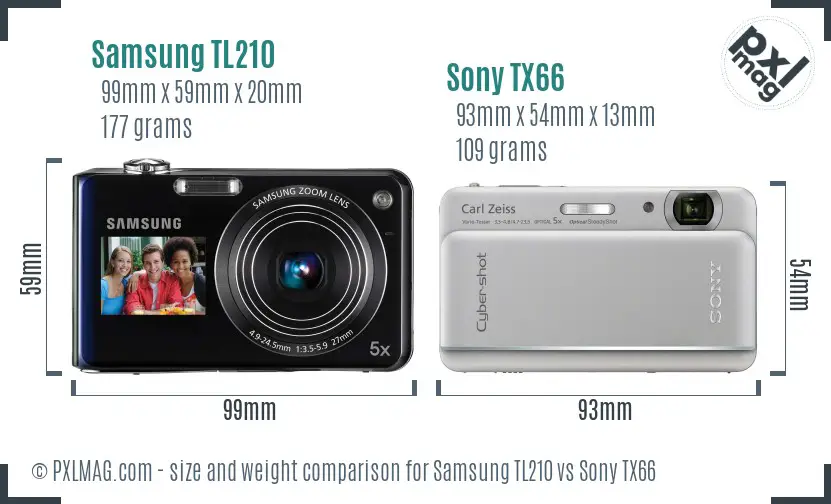 Samsung TL210 vs Sony TX66 size comparison