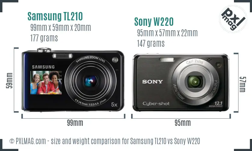 Samsung TL210 vs Sony W220 size comparison