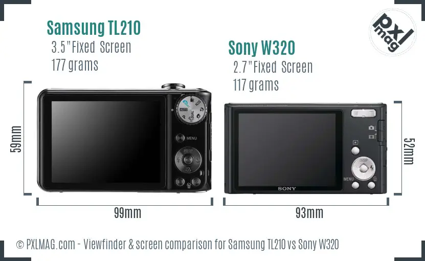 Samsung TL210 vs Sony W320 Screen and Viewfinder comparison