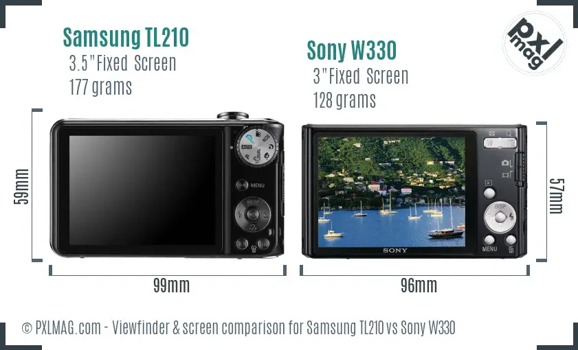 Samsung TL210 vs Sony W330 Screen and Viewfinder comparison
