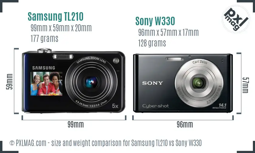 Samsung TL210 vs Sony W330 size comparison