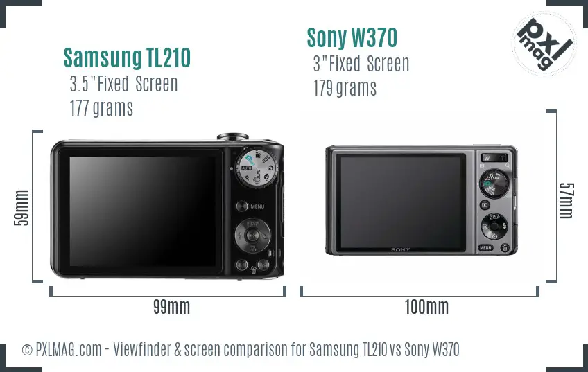 Samsung TL210 vs Sony W370 Screen and Viewfinder comparison