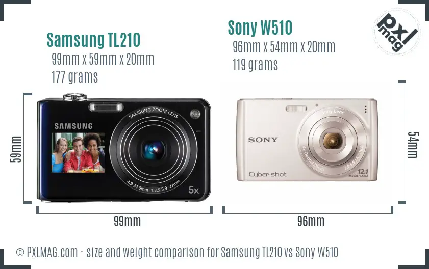 Samsung TL210 vs Sony W510 size comparison