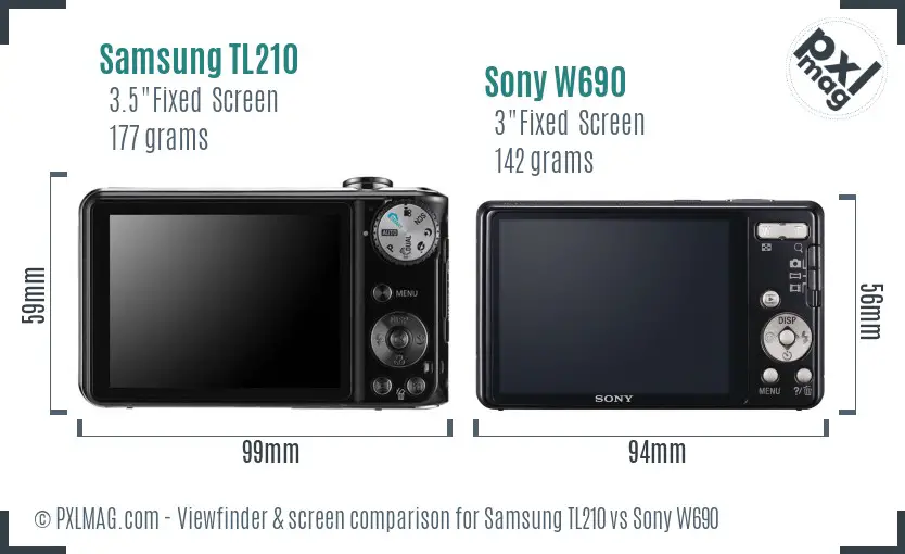 Samsung TL210 vs Sony W690 Screen and Viewfinder comparison