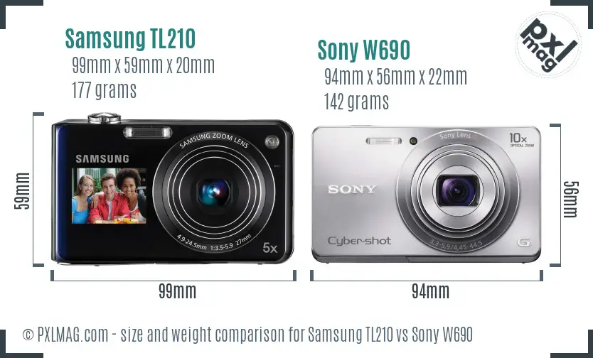 Samsung TL210 vs Sony W690 size comparison