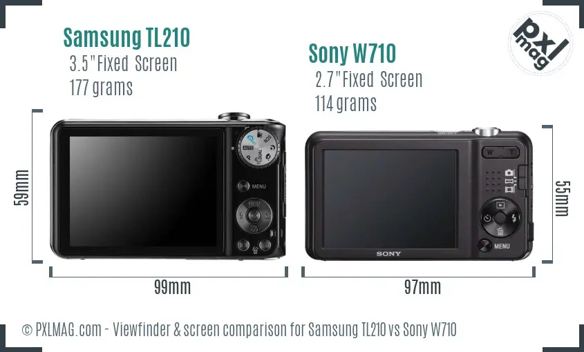Samsung TL210 vs Sony W710 Screen and Viewfinder comparison
