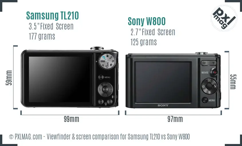 Samsung TL210 vs Sony W800 Screen and Viewfinder comparison