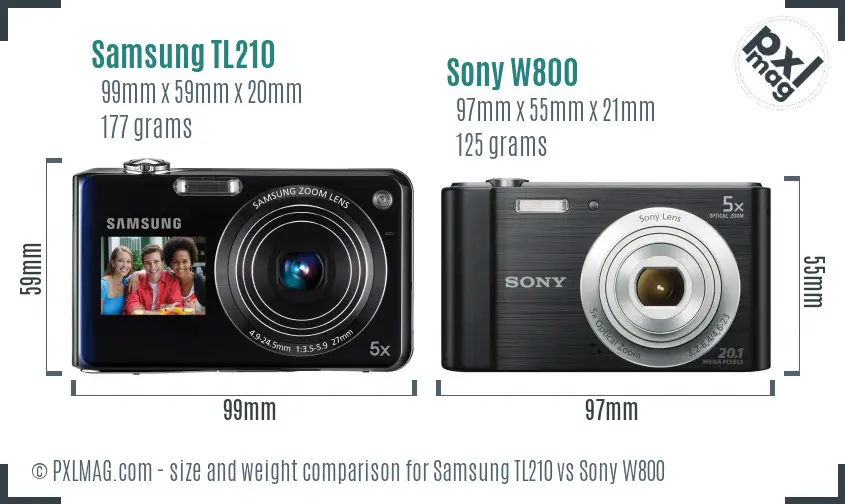 Samsung TL210 vs Sony W800 size comparison
