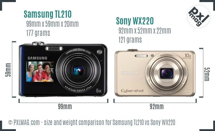 Samsung TL210 vs Sony WX220 size comparison