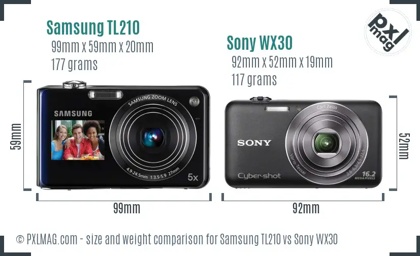 Samsung TL210 vs Sony WX30 size comparison Samsung TL210 vs Sony WX30 size comparison