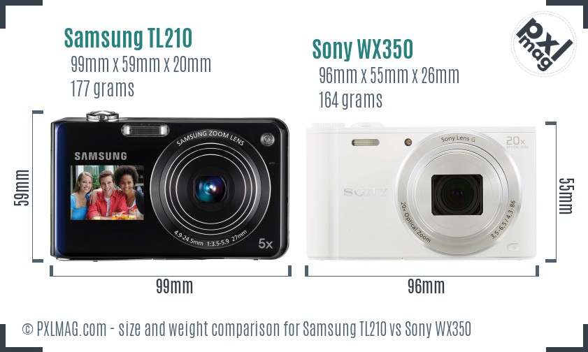 Samsung TL210 vs Sony WX350 size comparison Samsung TL210 vs Sony WX350 size comparison