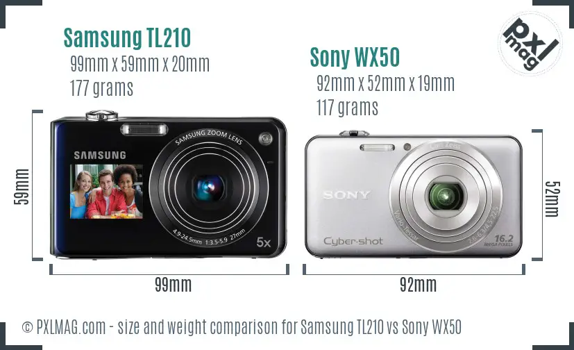 Samsung TL210 vs Sony WX50 size comparison Samsung TL210 vs Sony WX50 size comparison