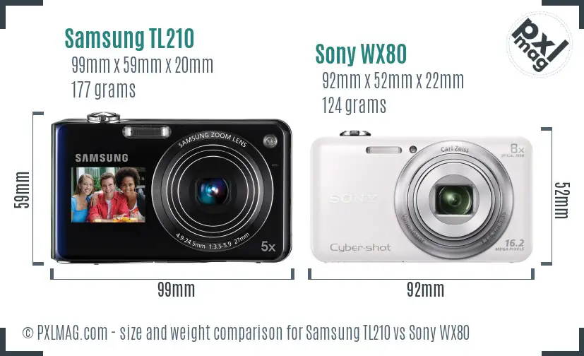 Samsung TL210 vs Sony WX80 size comparison