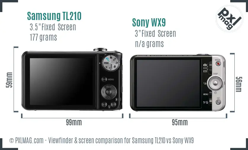 Samsung TL210 vs Sony WX9 Screen and Viewfinder comparison