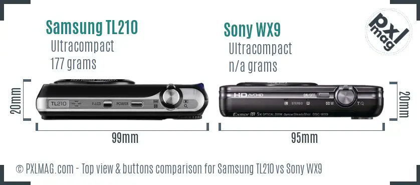 Samsung TL210 vs Sony WX9 top view buttons comparison