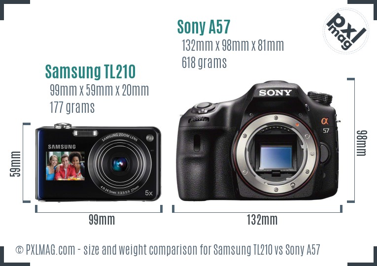 Samsung TL210 vs Sony A57 size comparison Samsung TL210 vs Sony A57 size comparison