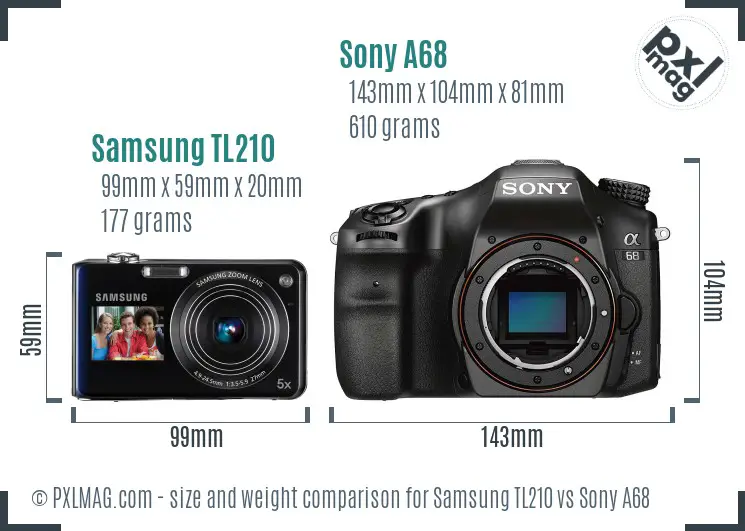 Samsung TL210 vs Sony A68 size comparison Samsung TL210 vs Sony A68 size comparison