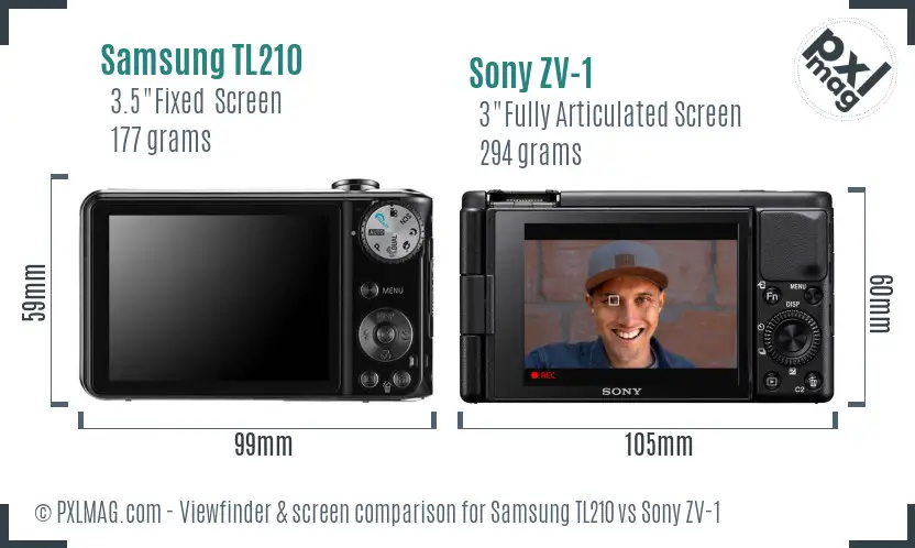 Samsung TL210 vs Sony ZV-1 Screen and Viewfinder comparison Samsung TL210 vs Sony ZV-1 Screen and Viewfinder comparison