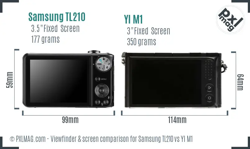 Samsung TL210 vs YI M1 Screen and Viewfinder comparison
