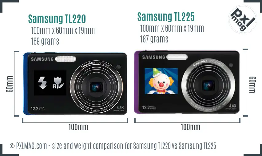 Samsung TL220 vs Samsung TL225 size comparison