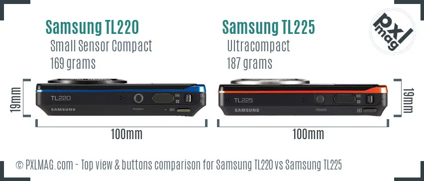 Samsung TL220 vs Samsung TL225 top view buttons comparison
