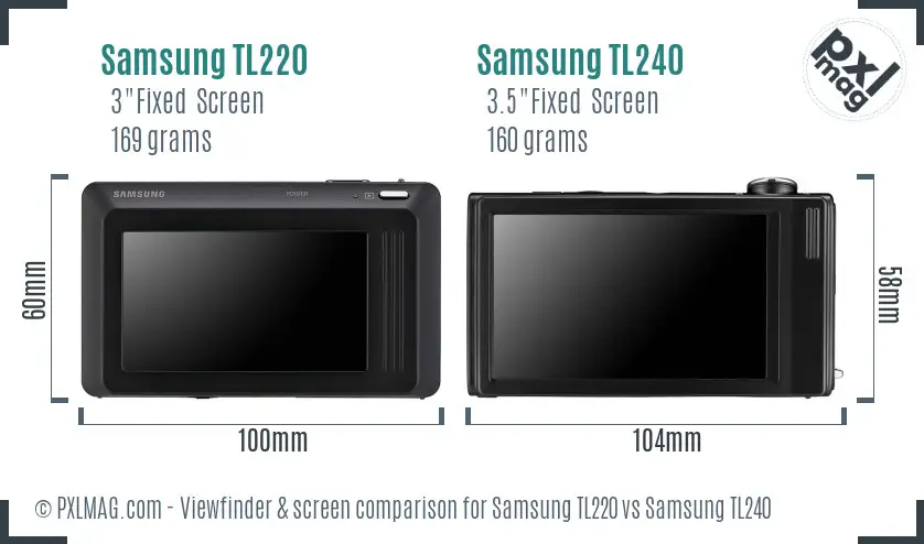 Samsung TL220 vs Samsung TL240 Screen and Viewfinder comparison