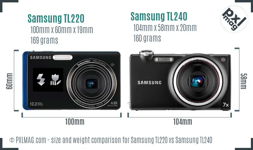 Samsung TL220 vs Samsung TL240 size comparison