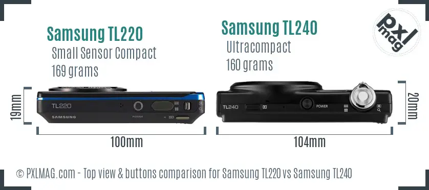 Samsung TL220 vs Samsung TL240 top view buttons comparison