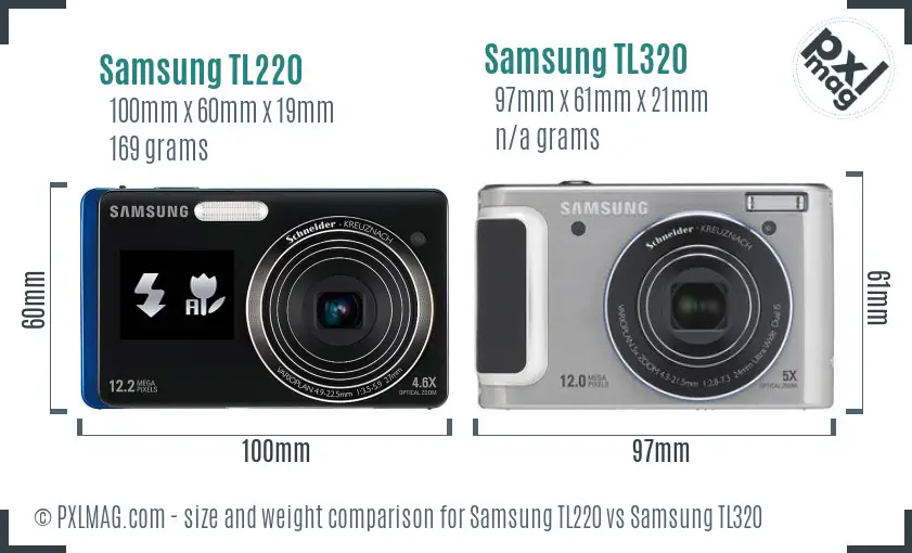 Samsung TL220 vs Samsung TL320 size comparison