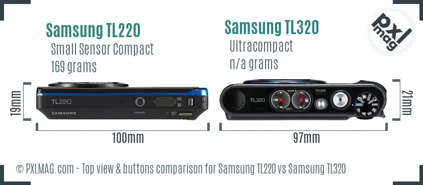 Samsung TL220 vs Samsung TL320 top view buttons comparison