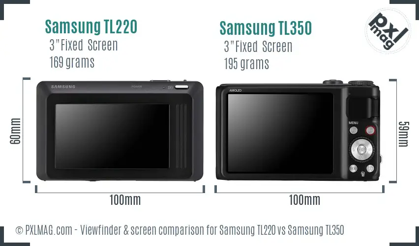 Samsung TL220 vs Samsung TL350 Screen and Viewfinder comparison